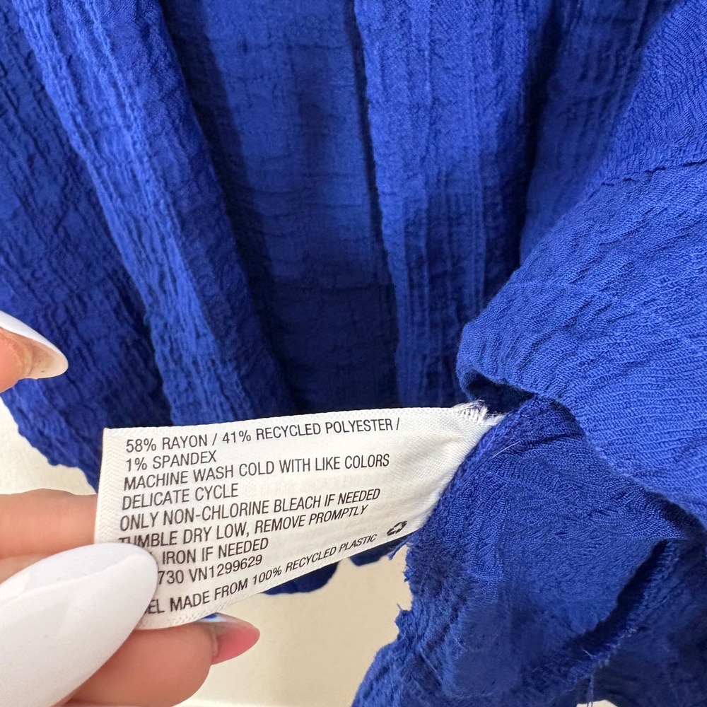 Knox Rose Royal Blue Crinkle Gauze Tiered Sleeveless Babydoll Mini Dress XL - Picture 6 of 7